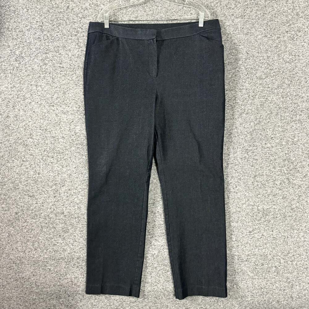 Chico's Women's Size 3R Gray / Blue Slim Straight Leg Khaki Pants